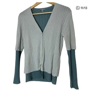 COS Two Shades of Green Women's Double Cardigan